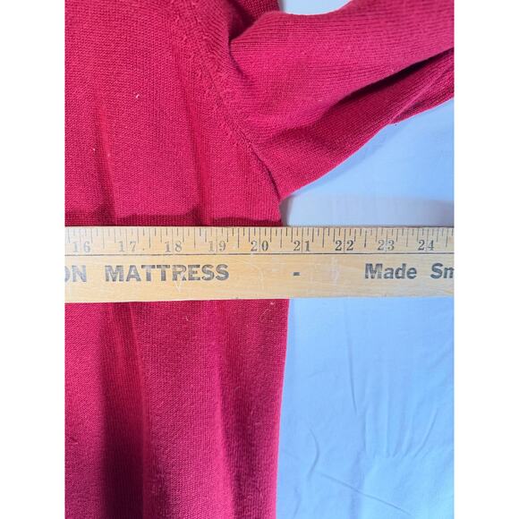 Quacker Factory Red Sequin Kitty Cat with Christmas Tree Cotton Sweater size L - Picture 5 of 6